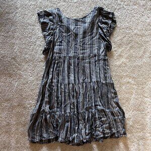 Elan Gray Striped Tiered Dress, L